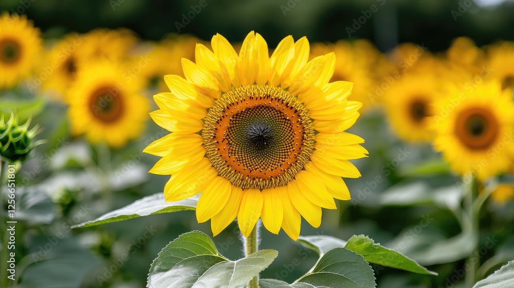 Naklejka premium Sunflower field summer bloom nature background (1)