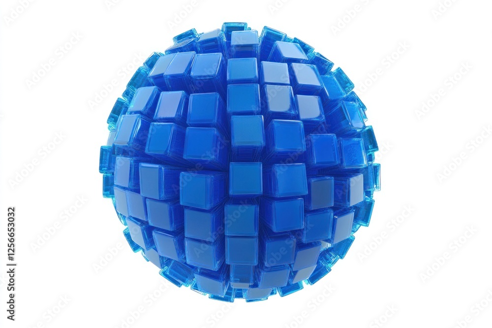 Abstract blue sphere of glossy cubes. Abstract blue sphere of glossy cubes.