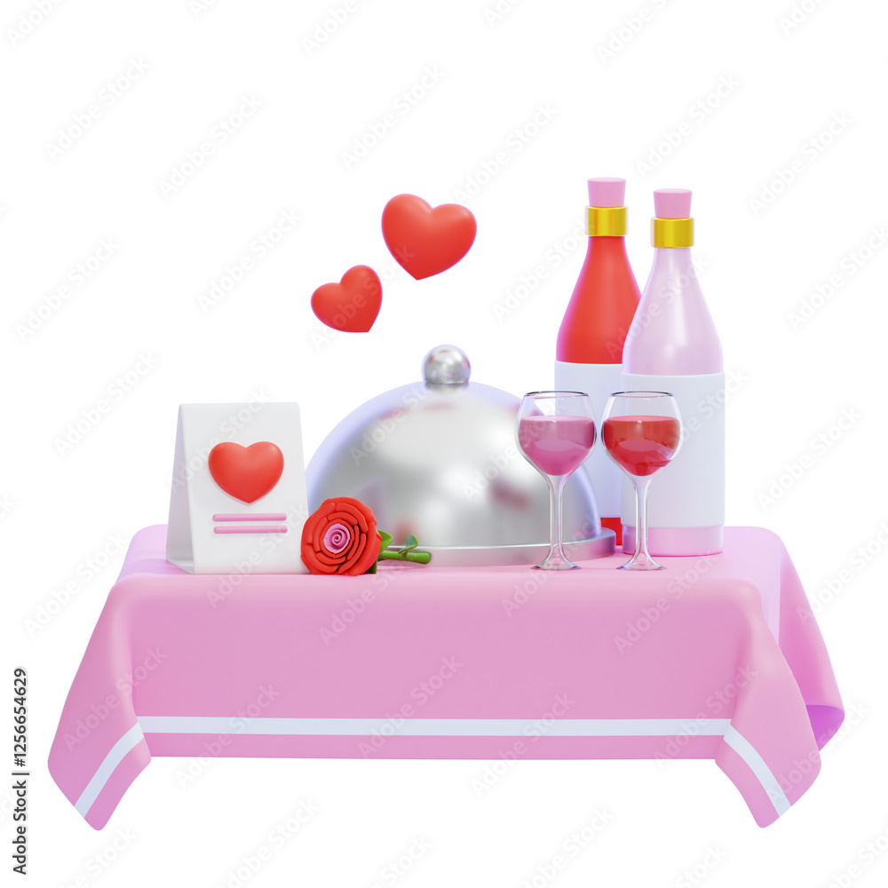PNG 3D romantic dinner illustration isolated on a white background PNG 3D romantic dinner illustration isolated on a white background