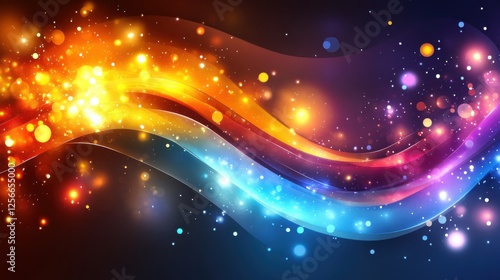 Vibrant Abstract Background Featuring Dynamic Waves of Purple and Blue with a Stunning Gradient and Sparkling Bokeh Effect for Artistic and Creative Projects