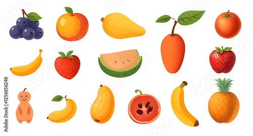 Fruit and Vegetable icons, drawing, symbols, logos