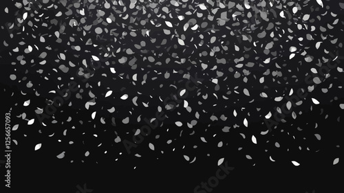 Silver Confetti Falling: A celebratory cascade of silver confetti falls against a black background, shimmering and reflecting light in a dazzling display. This image evokes a sense of joy, excitement.