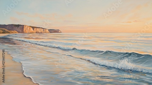 Coastal Sunrise Serenity: A Pastel Seascape Painting