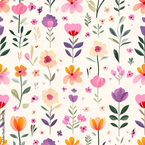 illustration of colored flowers on a white background