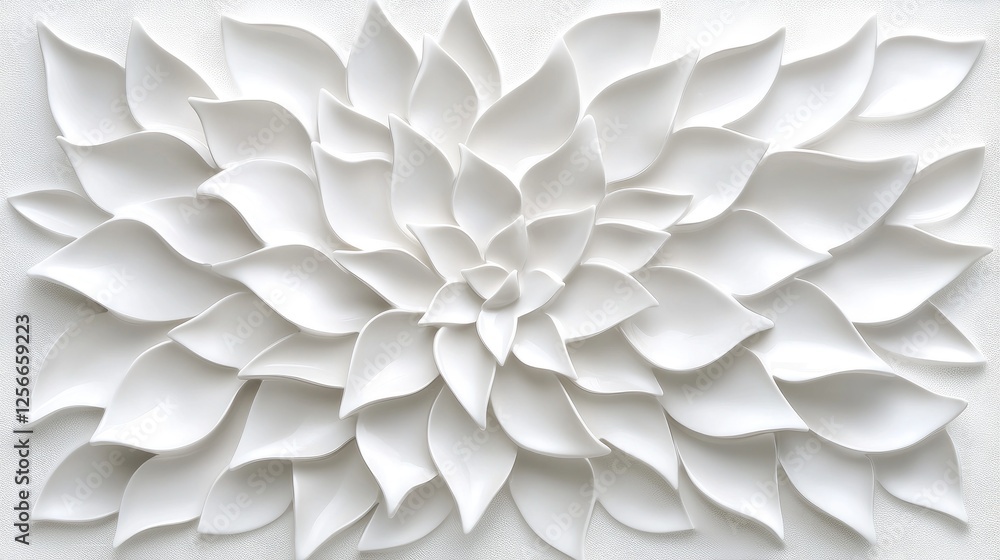 White ceramic flower wall art, minimalist design, home decor White ceramic flower wall art, minimalist design, home decor