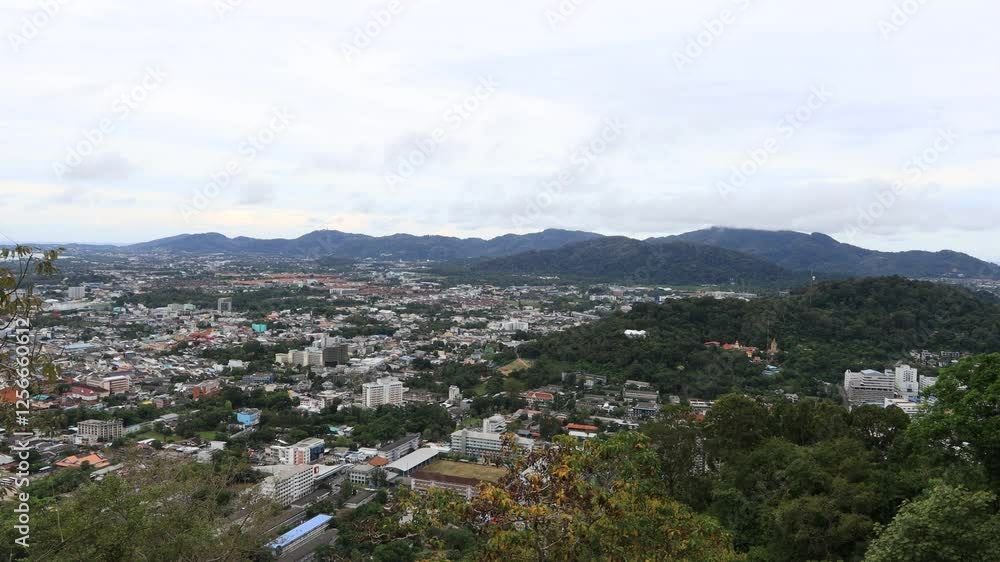 High angle nature video background with sea view, mountains, cool wind atmosphere while traveling to see the beauty of nature, Phuket tourist attractions High angle nature video background with sea view, mountains, cool wind atmosphere while traveling to see the beauty of nature, Phuket tourist attractions