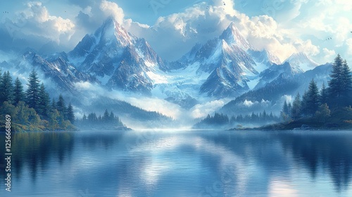 Wallpaper Mural Majestic Mountain Lake Serenity Torontodigital.ca
