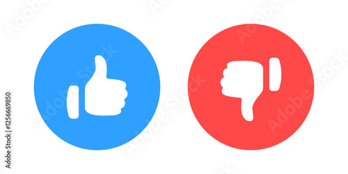 Like icon button. Thumb up and thumb down icon sign, dislike icon button. flat style. Social media notification icons. Vector illustration	