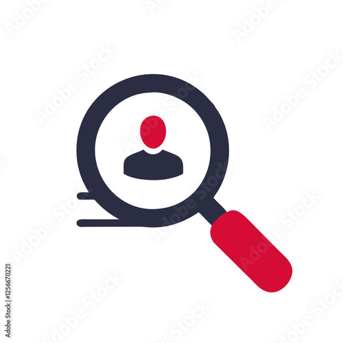 Magnifying glass highlighting a person icon in a modern graphic style related to resumes