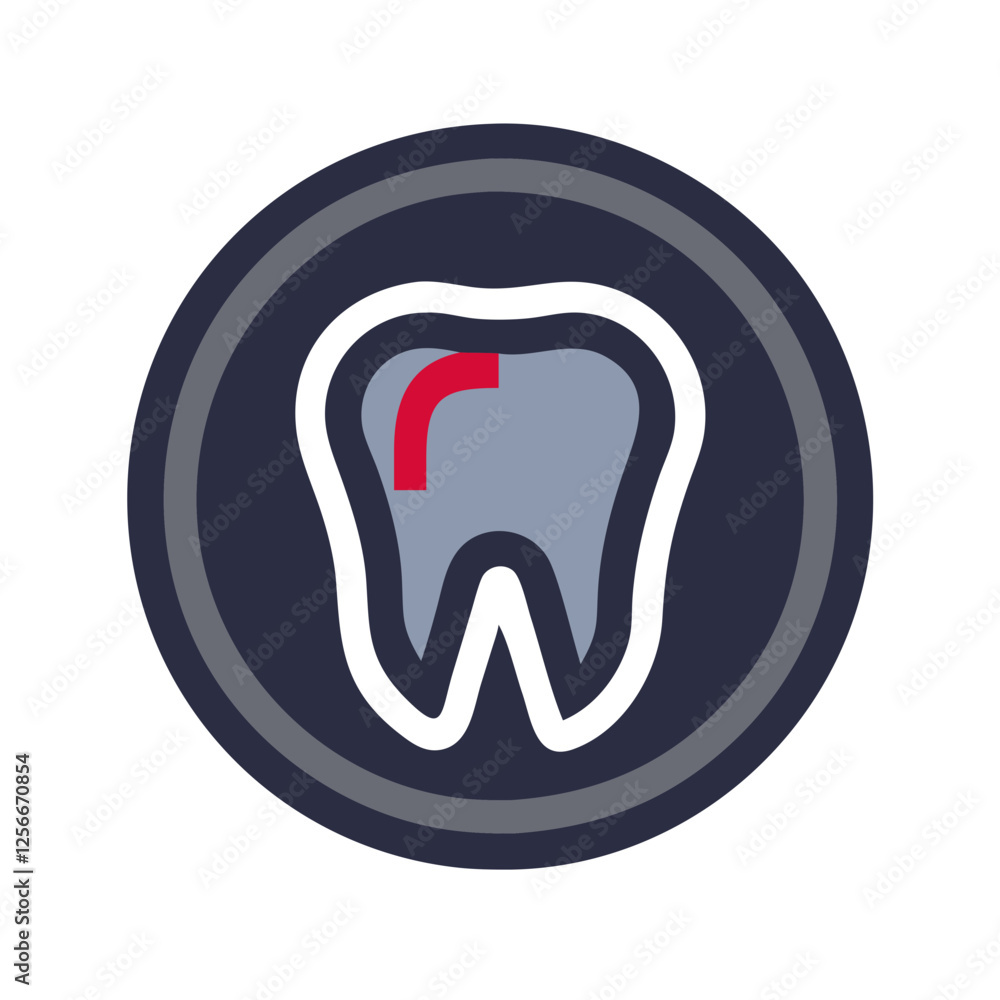 Circular tooth icon design with vibrant colors on dark background Circular tooth icon design with vibrant colors on dark background