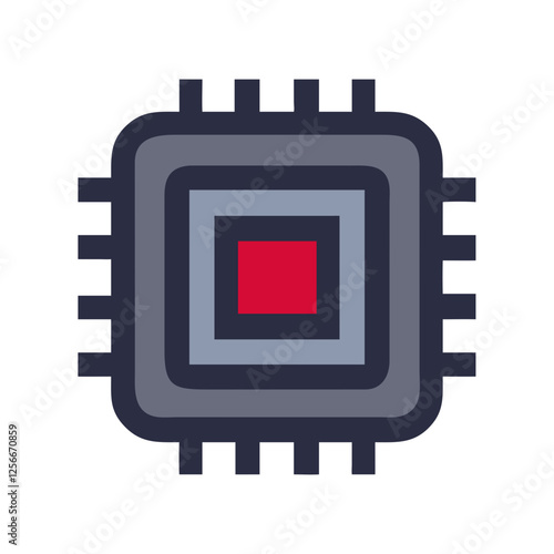 Stylized microprocessor icon design with vibrant colors 