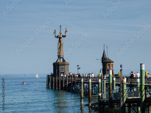 harbor landscape with famous statue photo