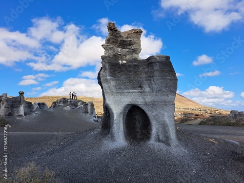 Figure resembling a cat formed from volcanic ash, Lanzarote photo