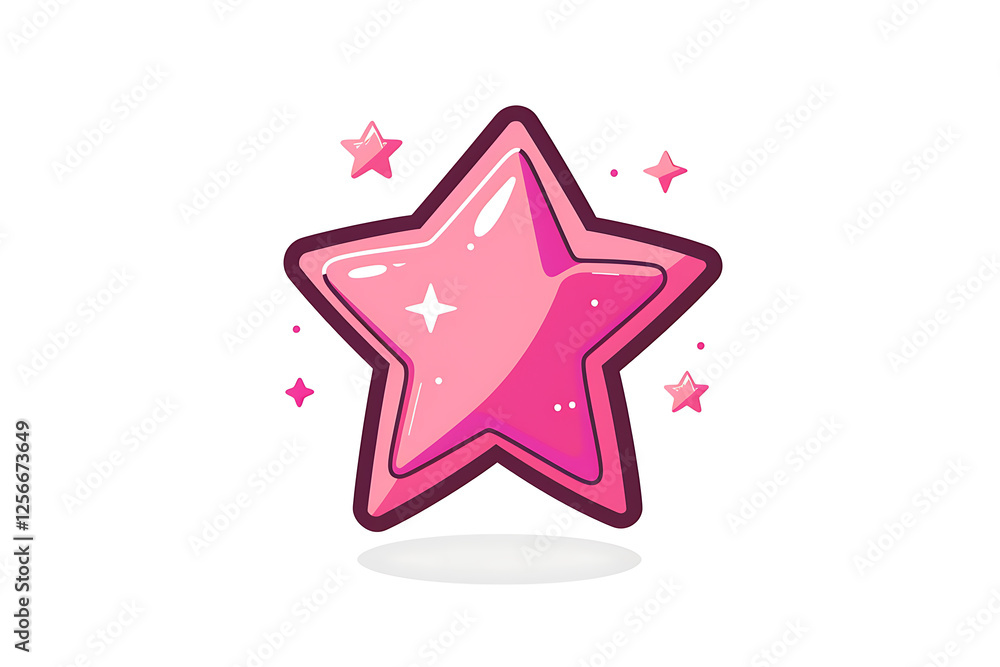Obraz premium japanese-inspired cute pink star, a cute pink star icon with a simple, high-end, japanese anime-inspired design suitable for beauty or fashion logos