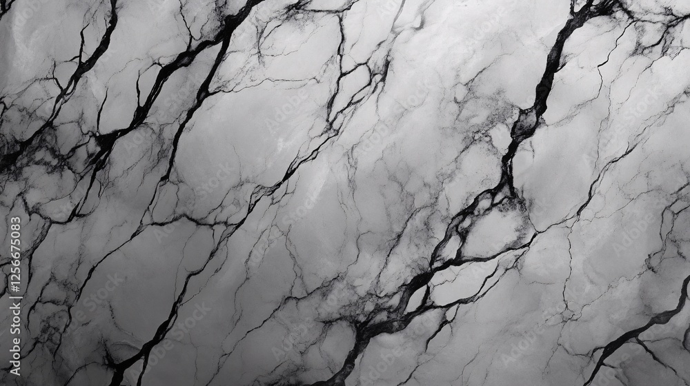 Fototapeta premium Black and white marble stone texture with detailed veins