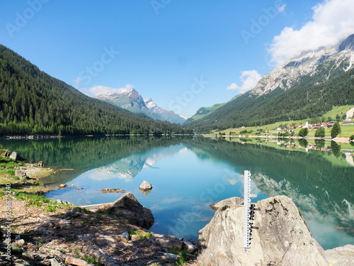 Artificial lake tra along the San Bernardino pass. photo