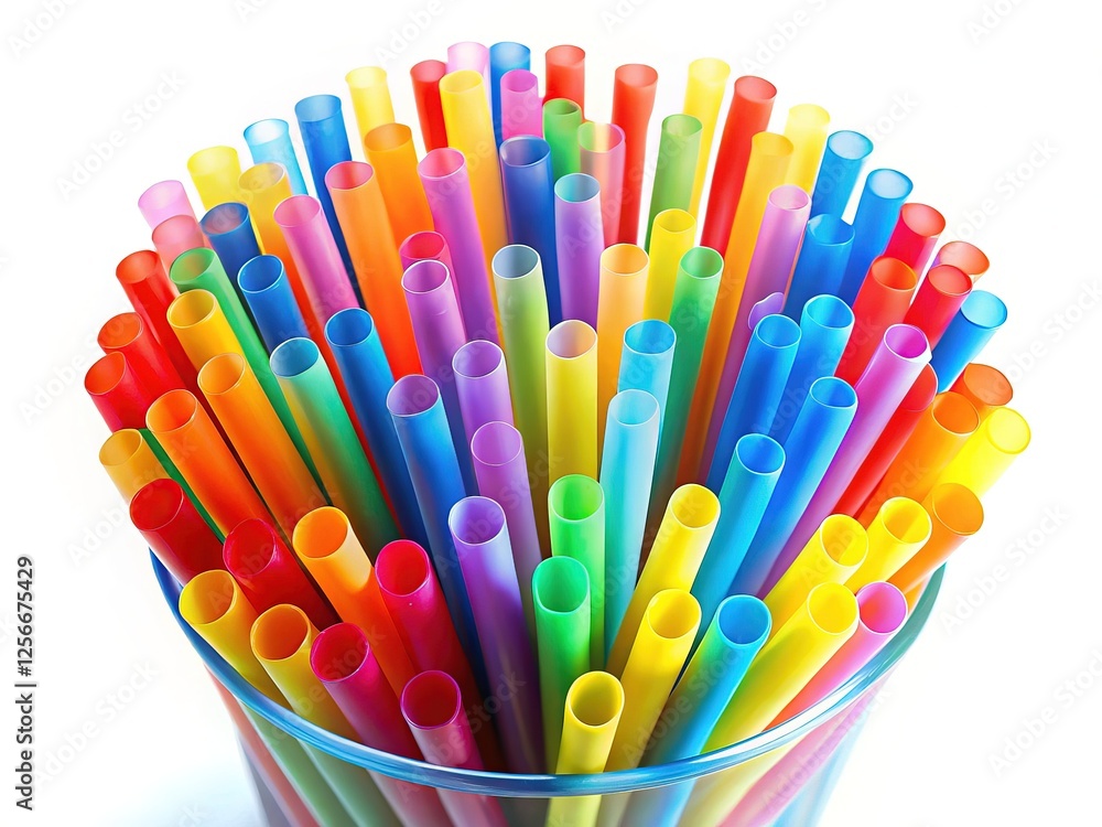 Colorful Plastic Drinking Straws on White Background Colorful Plastic Drinking Straws on White Background