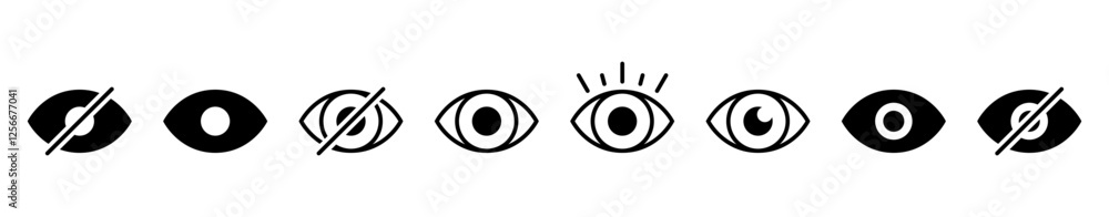 eye icon set. vision icon, see view icons - eyesight symbol - invisible eye hide icon, incognito icon no eye view hidden icon set. vision icon, unsee icons eye icon set. vision icon, see view icons - eyesight symbol - invisible eye hide icon, incognito icon no eye view hidden icon set. vision icon, unsee icons