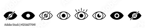 eye icon set. vision icon, see view icons - eyesight symbol - invisible eye hide icon, incognito icon no eye view hidden icon set. vision icon, unsee icons