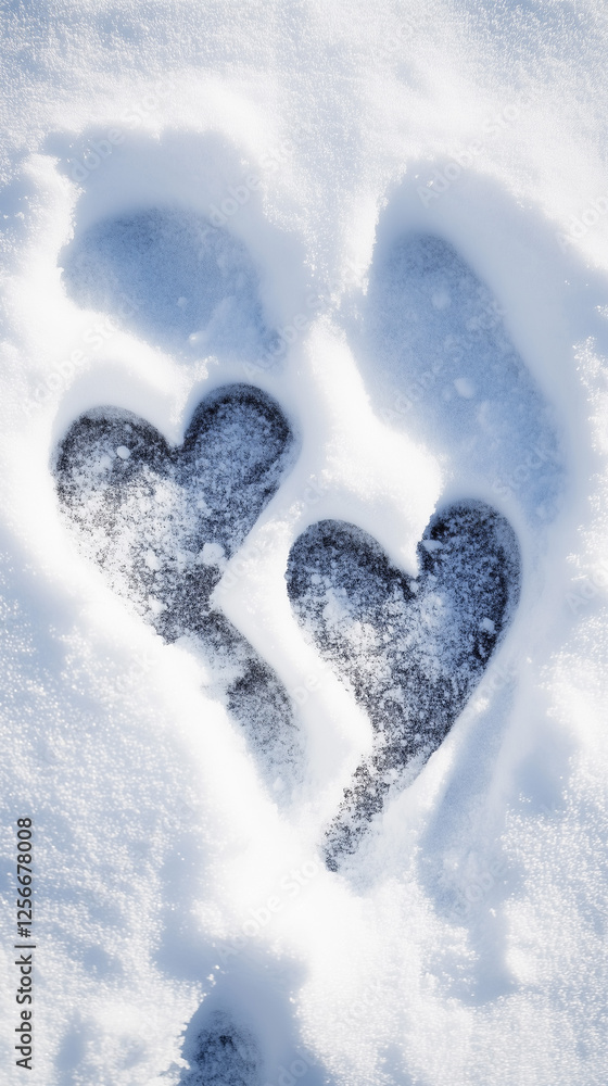 heart-shaped footprints in the snow heart-shaped footprints in the snow