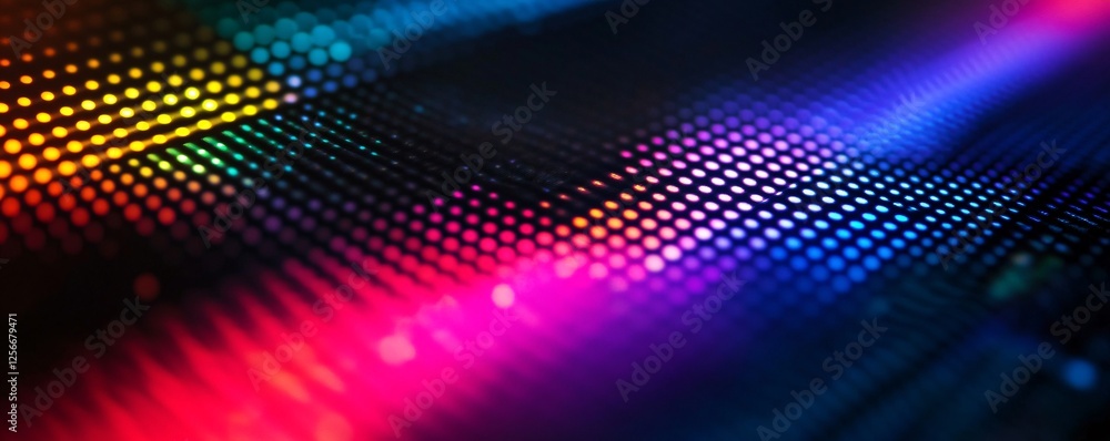 Fototapeta premium Abstract colorful wavy pattern forming from glowing dots