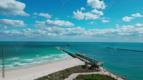 Wallpaper Mural Cargo landing craft entering port of Miami. LCT cargo ship in sea canal. Aerial view on landing craft tank boat. Cargo ship tanker. Cargo boat vessel transportation. Miami beach canal Torontodigital.ca