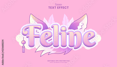 decorative cute feline editable text effect design