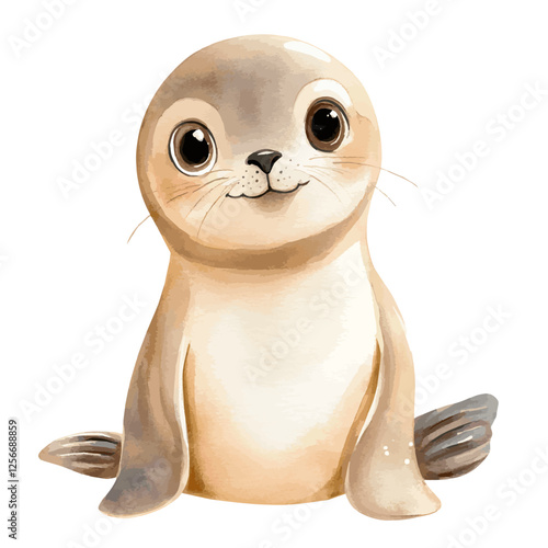 Cute baby sea lion illustration