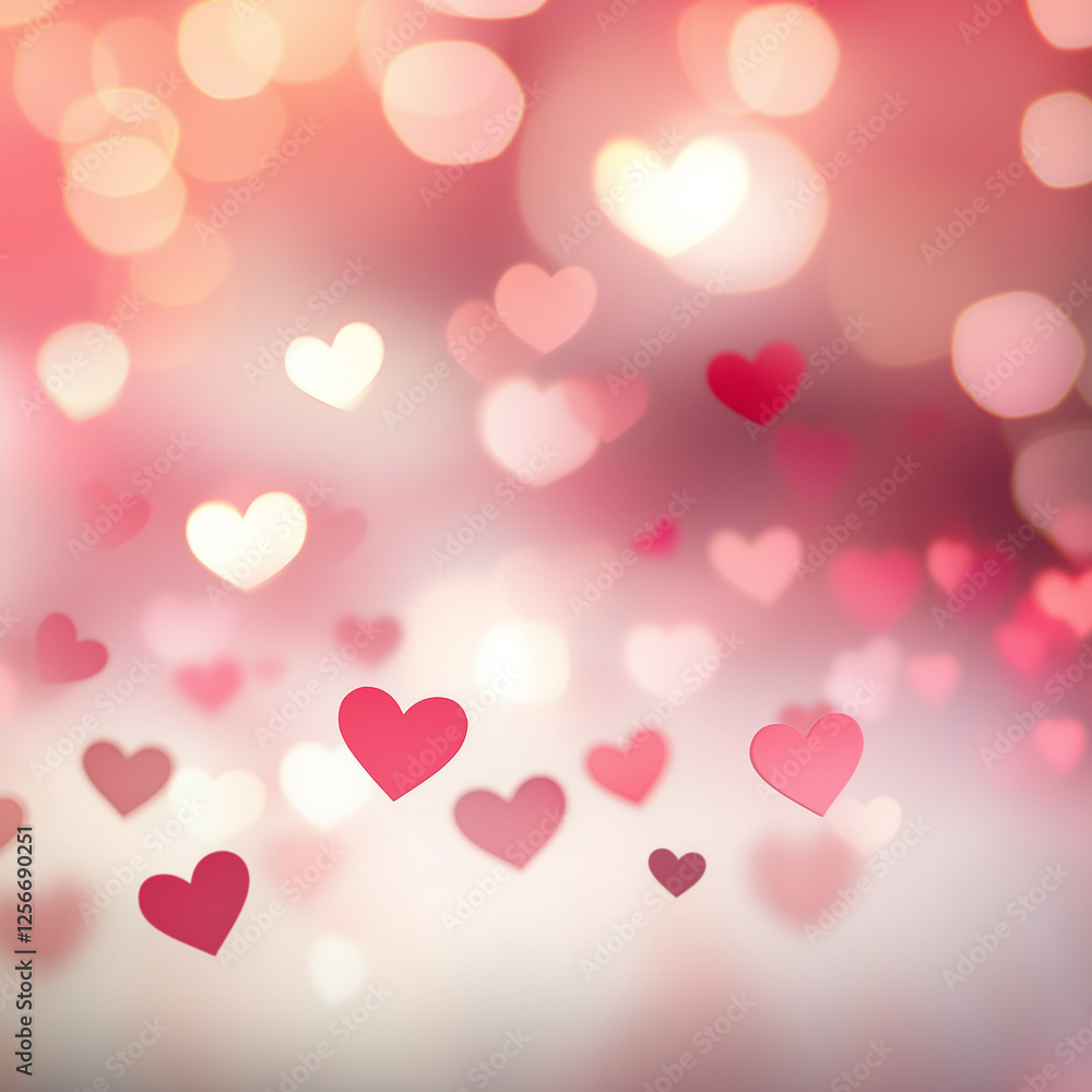 Pink and Red Heart Bokeh - Romantic Background for Love Pink and Red Heart Bokeh - Romantic Background for Love