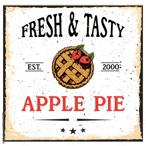 Fresh and Tasty 2000 Apple Pie. Fresh Baked Apple Pie Typography Design