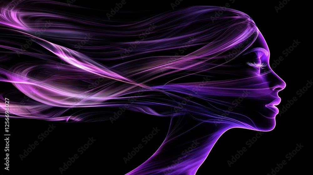 Ethereal Flow of Colorful Light Surrounding a Serene Silhouette