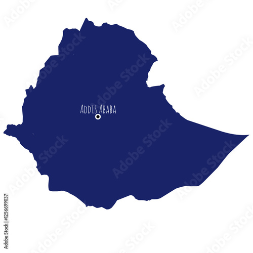 silhouette map of ethiopia with capital city names