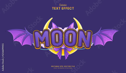 decorative purple moon editable text effect design