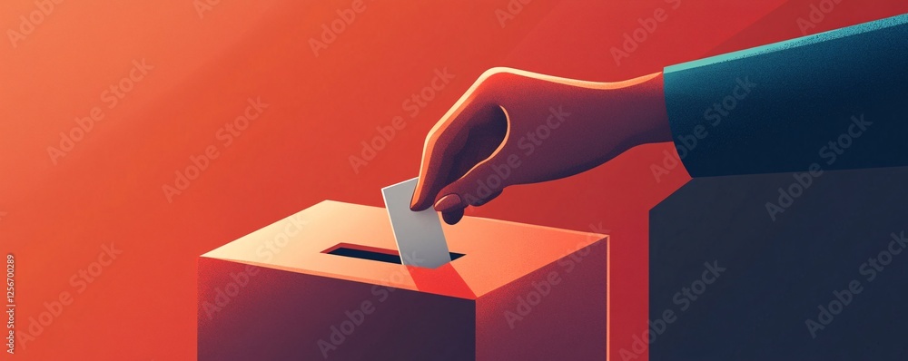 Obraz premium Voter is putting a ballot in a box during an election