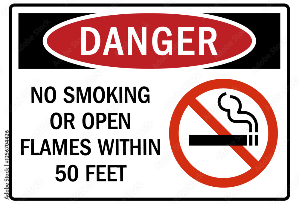 No smoking sign no smoking or open flames within 50 feet No smoking sign no smoking or open flames within 50 feet