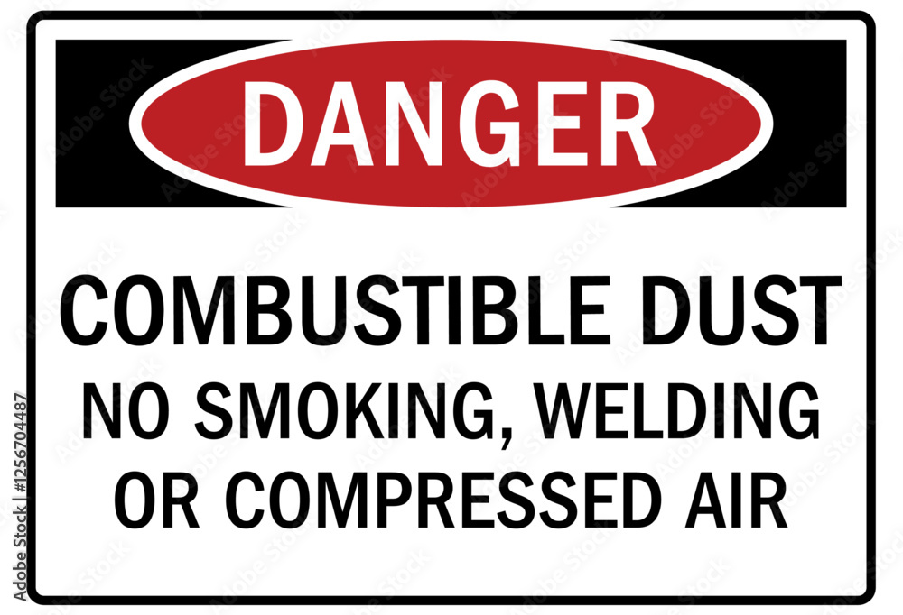 Fototapeta premium No smoking sign combustible dust. No smoking, welding or compressed air