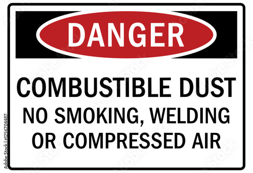 No smoking sign combustible dust. No smoking, welding or compressed air