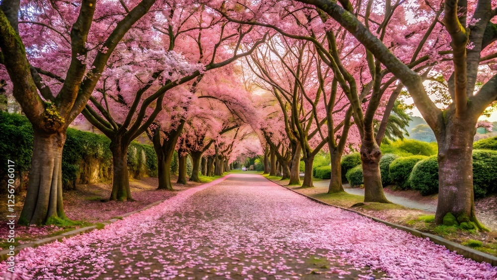 Naklejka premium Cherry Blossom Pathway