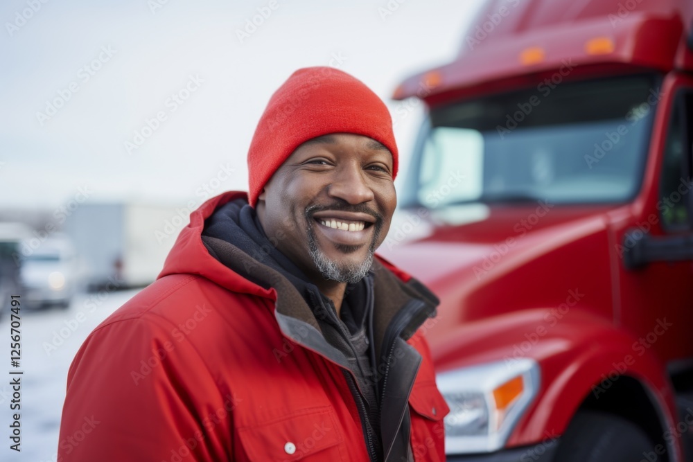 Portrait of a middle aged male truck driver Portrait of a middle aged male truck driver