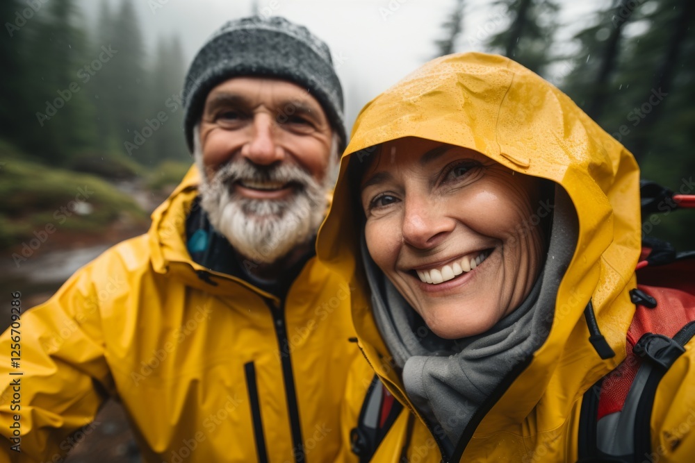 Smiling portrait of a senior Hikers taking a selfie while on hike Smiling portrait of a senior Hikers taking a selfie while on hike