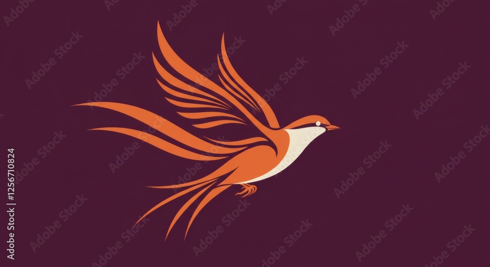 Obraz premium Abstract Orange Bird in Flight: A Stunning Vector Graphic Design