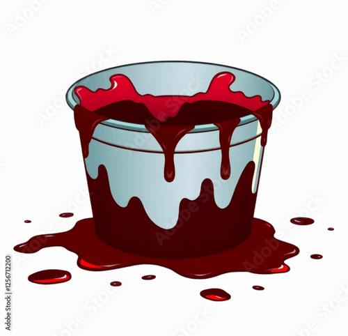 Illustration Bucket of Blood Red Isolated Background for Halloween Stickers