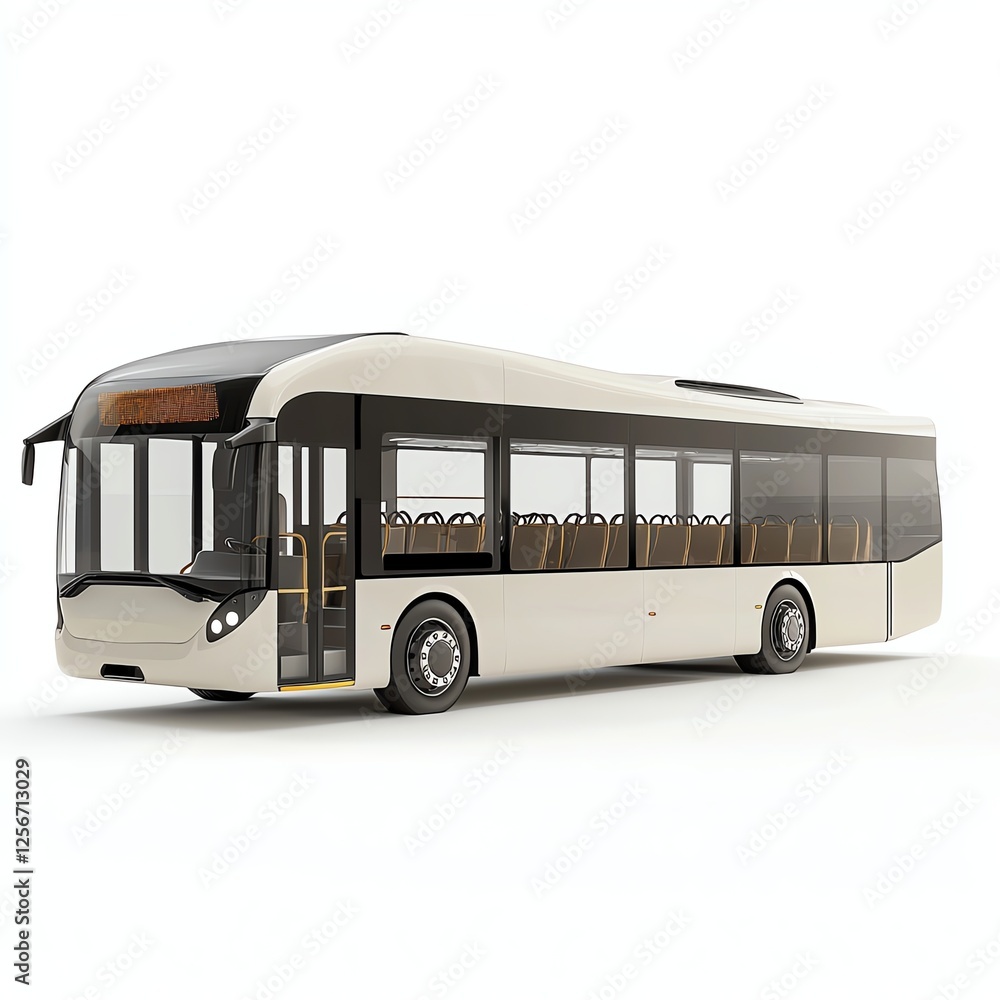 Modern city bus on a white isolated background, designed for public transportation, showcasing sleek lines and spacious interior. Modern city bus on a white isolated background, designed for public transportation, showcasing sleek lines and spacious interior.