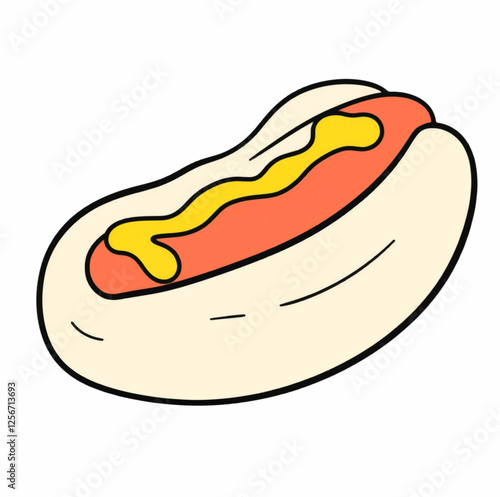 Illustration Hot Dog with Mustard Isolated Background Snack Icon