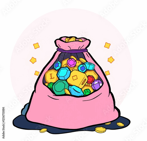 Illustration Loot Sack Icon Isolated Background RPG UI Element