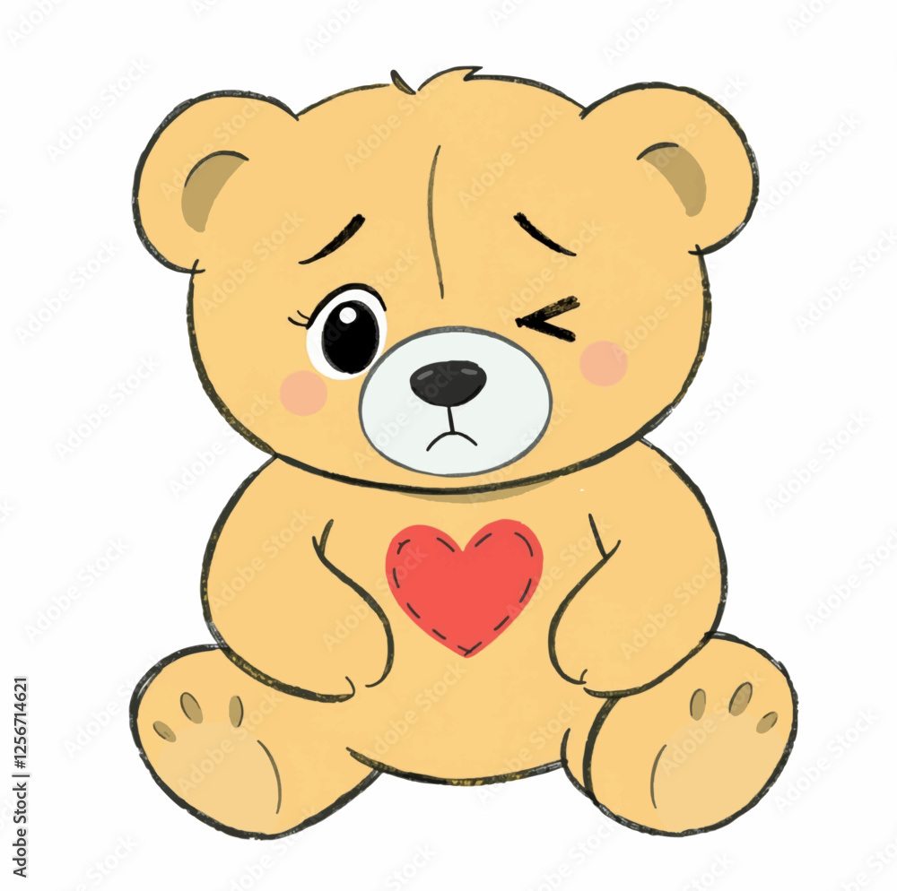 Illustration Sad Teddy Bear Brown Isolated Background Greeting Card Design Illustration Sad Teddy Bear Brown Isolated Background Greeting Card Design