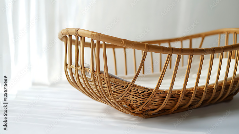 Fototapeta premium A wicker basket with a white blanket inside