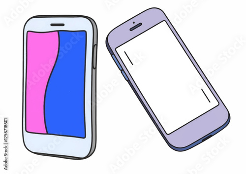 Sleek Cartoon Style Smartphone with Minimalist Design Isolated on White Background