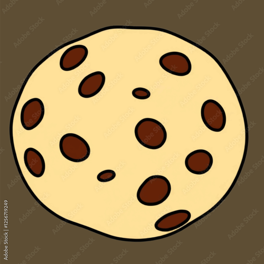 Illustration Chocolate Chip Cookie Isolated White Background Dessert Icon Illustration Chocolate Chip Cookie Isolated White Background Dessert Icon