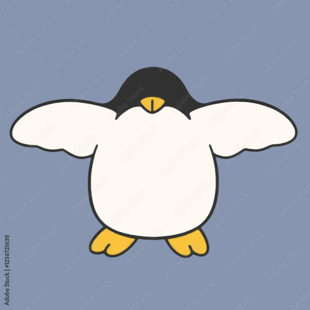 Obraz premium Vector Minimalist Penguin Wings Isolated White Background